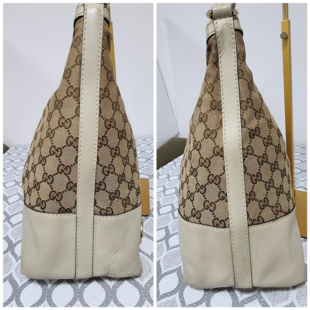 GUCCI Monogram Medium Lovely Heart Hobo Off White/Brown